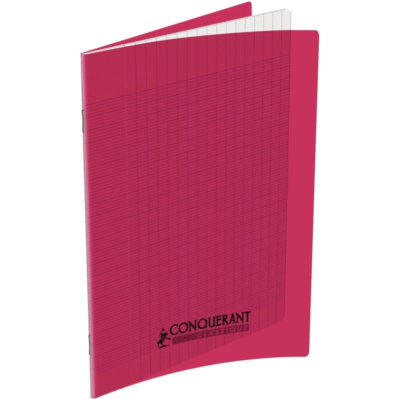 Image de  Piqûre 48 pages CONQUERANT, 17x22 cm, seyès, couv PP rose 