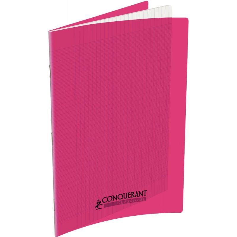 Image de  Piqûre 96 pages CONQUERANT, A4, seyès, couv PP rose 