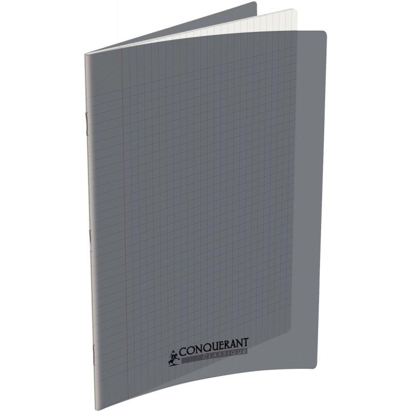 Image de  Piqûre 48 pages CONQUERANT, 24x32 cm, seyès, couv PP gris 