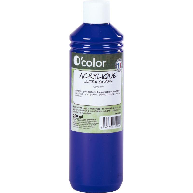 Image de  Flacon 500ml de peinture acrylique O''COLOR, violet 