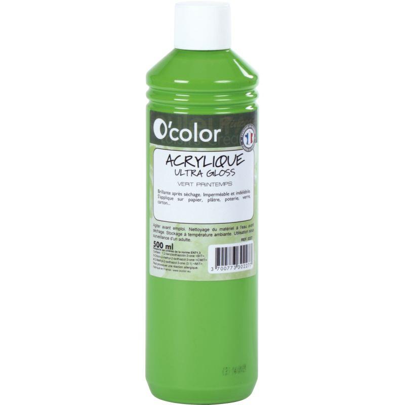 Image de  Flacon 500ml de peinture acrylique O''COLOR, vert printemps 