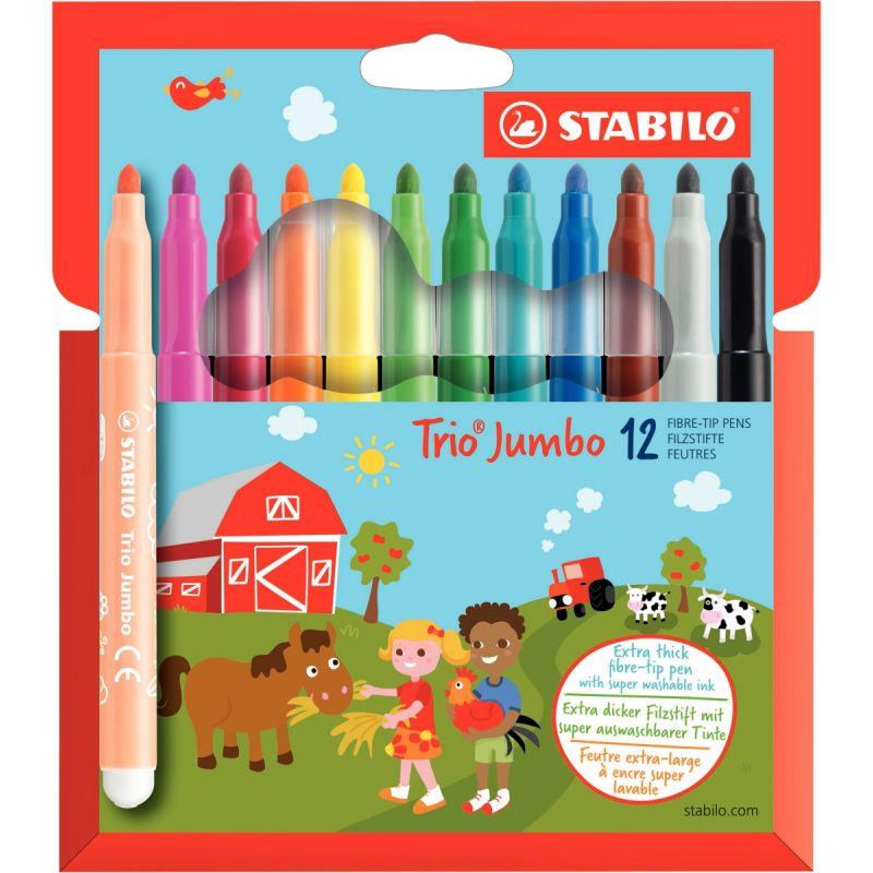 Image de  Étui de 12 feutres Trio Jumbo assortis 