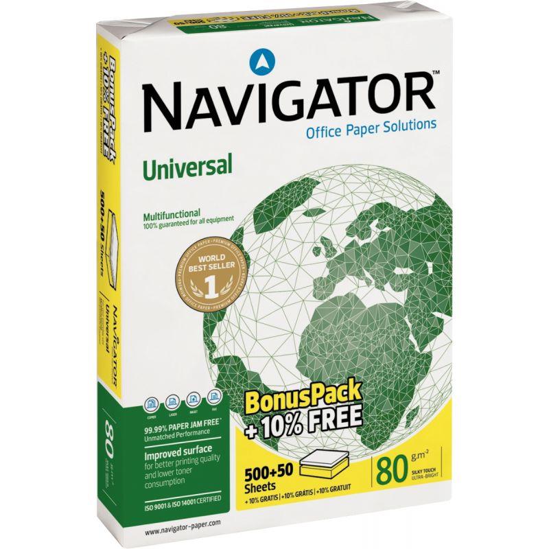 Image de  Ramette de 500 feuilles + 50 feuilles A4 80g blanc NAVIGATOR 