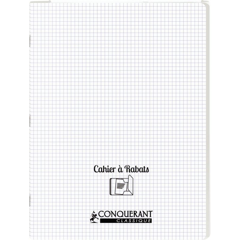 Image de  Piqûre 96 pages avec 2 rabats, format 24x32 cm, quadrillé 5x5 90g, couverture polypropylène incolore 
