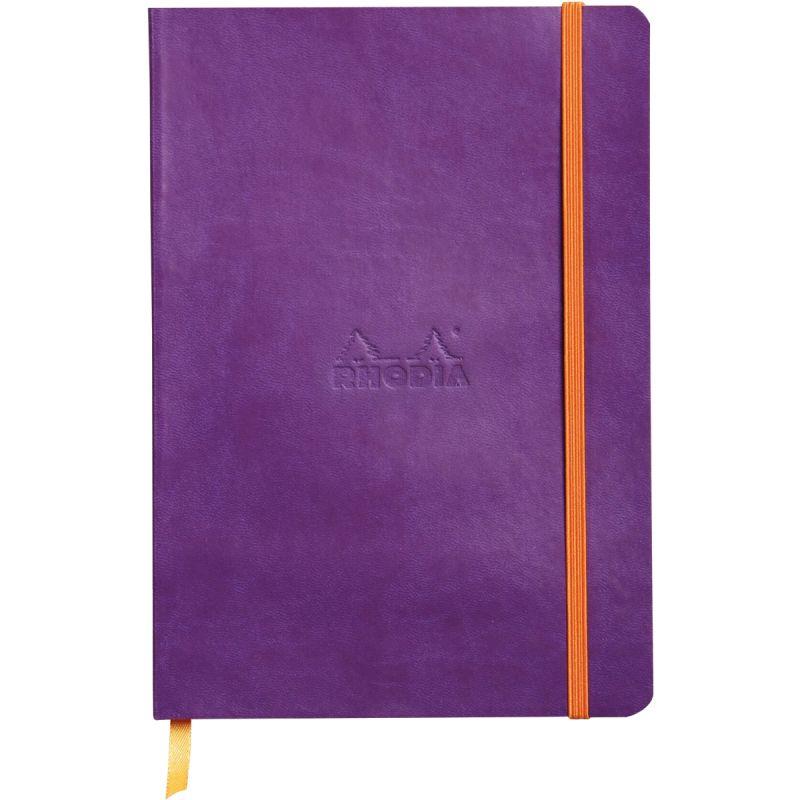 Image de  Carnet 160 pages RHODIARAMA format A5, ligné, couverture souple en simili cuir, violet 