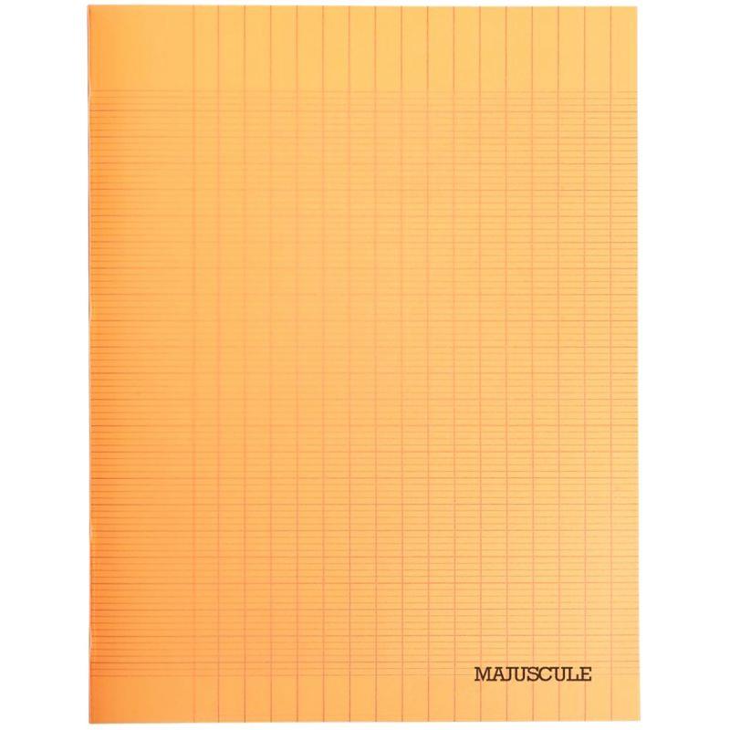 Image de  Piqûre 64 pages MAJUSCULE, format 17x22 cm, papier blanc 90g, seyès, couverture polypropylène orange 