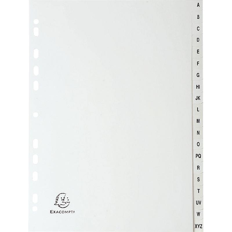 Image de  Jeu de 20 intercalaires alphabétiques en polypropylène gris recyclé, format A4 