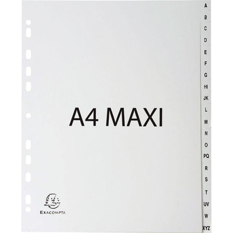Image de  Jeu de 20 intercalaires alphabétiques en polypropylène gris recyclé, format A4+ 