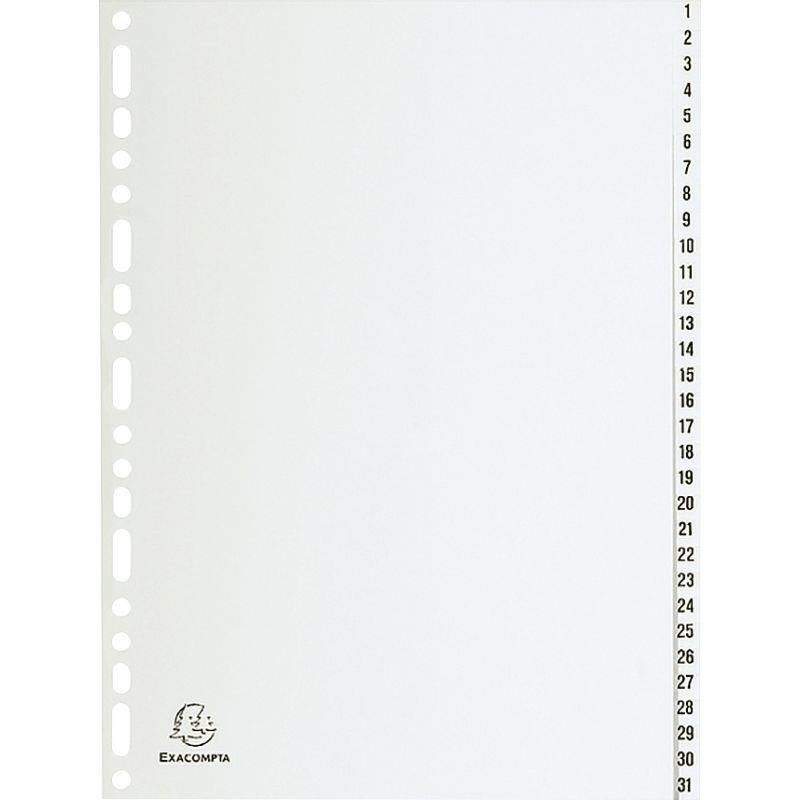 Image de  Jeu de 31 intercalaires numériques en polypropylène gris recyclé, format A4 
