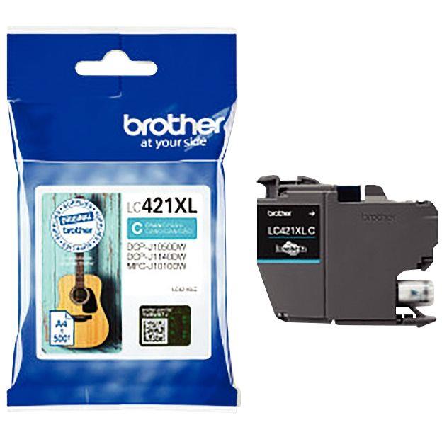 Image de  Brother GUITARE cartouche jet d''encre cyan haute capacité authentique (LC421XLC) 