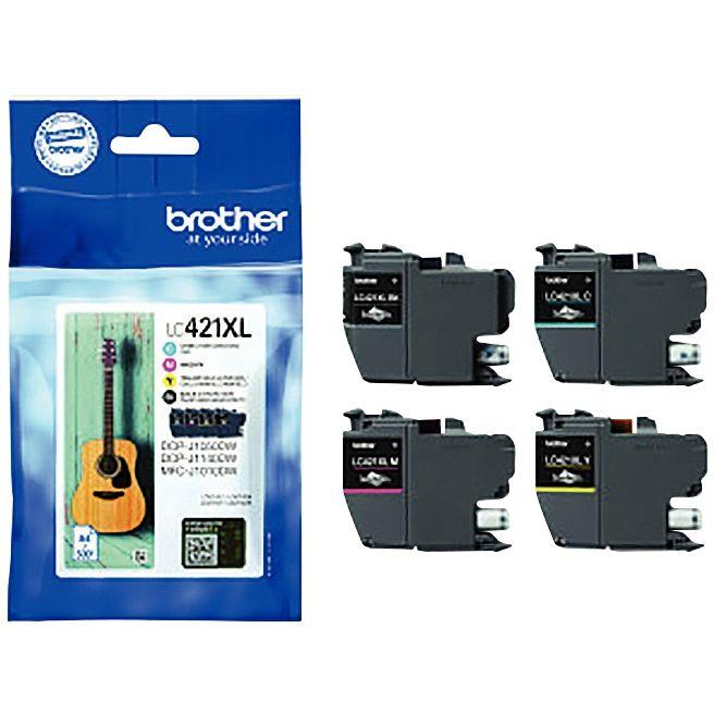 Image de  Brother GUITARE lot 4 cartouches encre NCMJ haute capacité authentique LC421XLVALBP 