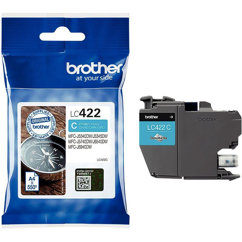 Image de  Brother BOUSSOLE cartouche jet d''encre cyan authentique ( LC422C) 
