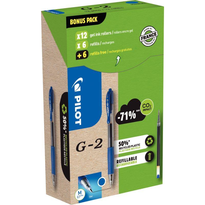 Image de  Greenpack 12 stylos + 12 recharges G2 bleues 