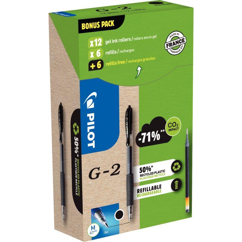 Image de  Greenpack 12 stylos + 12 recharges G2 noires 