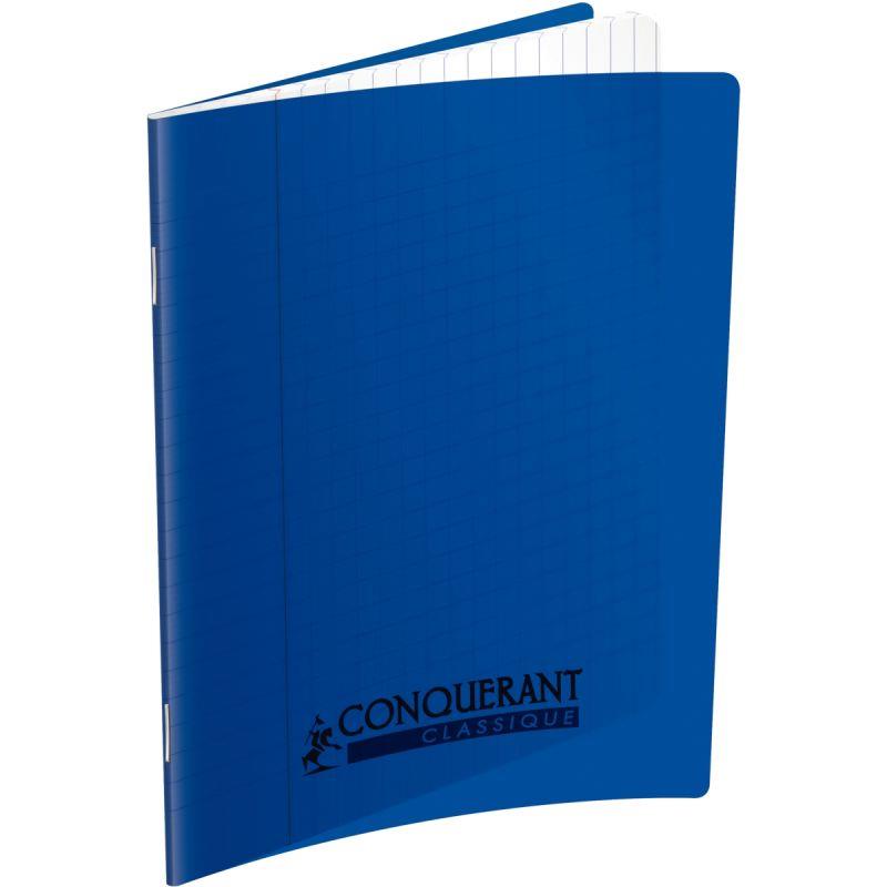 Image de  Piqûre 140 pages CONQUERANT, 17x22 cm, seyès, couv PP bleu 