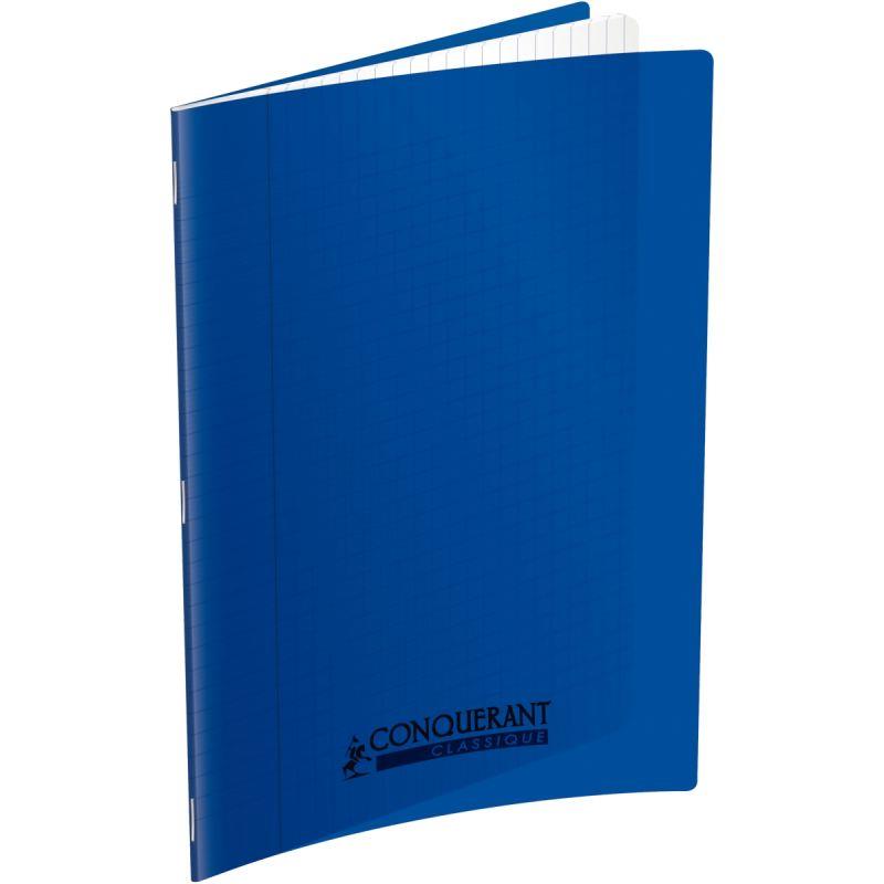 Image de  Piqûre 140 pages CONQUERANT, A4, seyès, couv PP bleu 