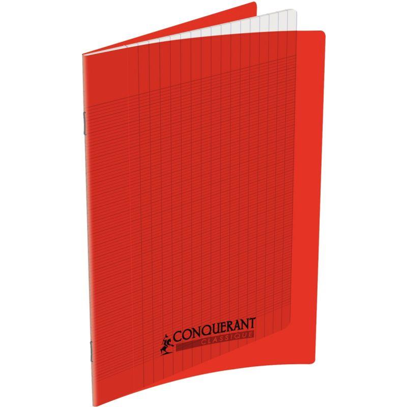 Image de  Piqûre 140 pages CONQUERANT, A4, seyès, couv PP rouge 