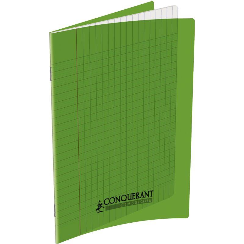 Image de  Piqûre 140 pages CONQUERANT, A4, seyès, couv PP vert 