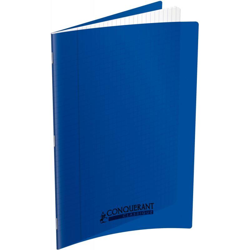 Image de  Piqûre 140 pages CONQUERANT, 24x32 cm, seyès, couv PP bleu 