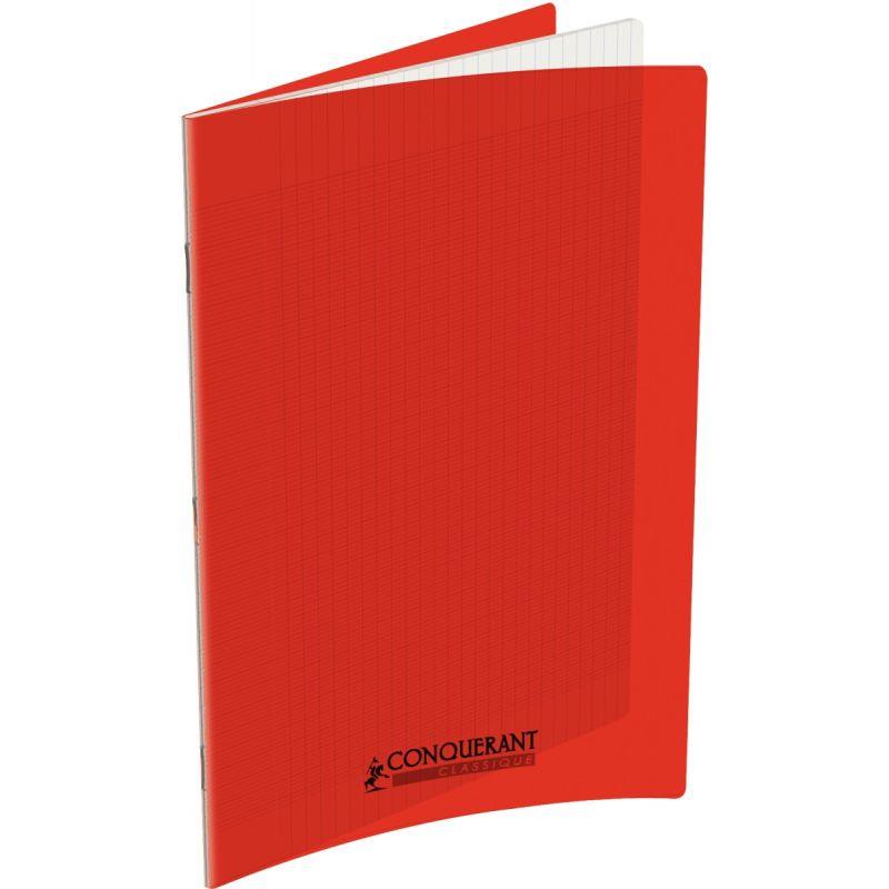 Image de  Piqûre 140 pages CONQUERANT, 24x32 cm, seyès, couv PP rouge 