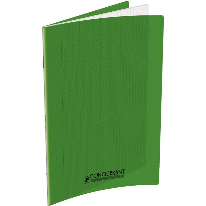 Image de  Piqûre 140 pages CONQUERANT, 24x32 cm, seyès, couv PP vert 