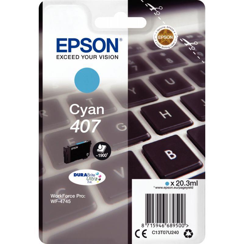 Image de  Epson CLAVIER / 407L cartouche jet d''encre cyan authentique (T07U240) 