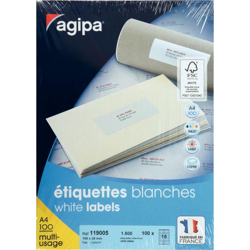 Image de  Boîte de 1600 étiquettes multi-usages blanches 105x35mm 