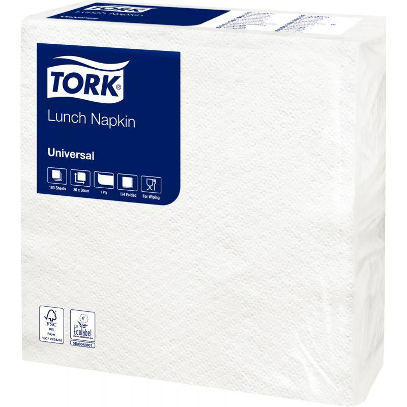 Image de  Paquet de 100 serviettes blanches 1 pli 30x30cm 