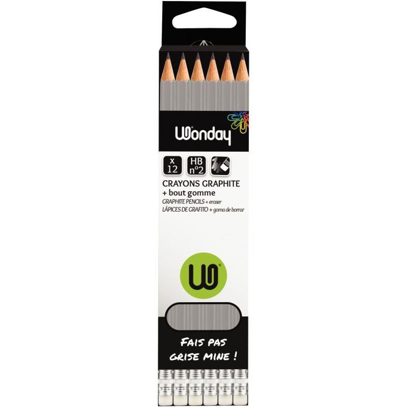 Image de  Boîte de 12 crayons graphite standard HB bout gomme 