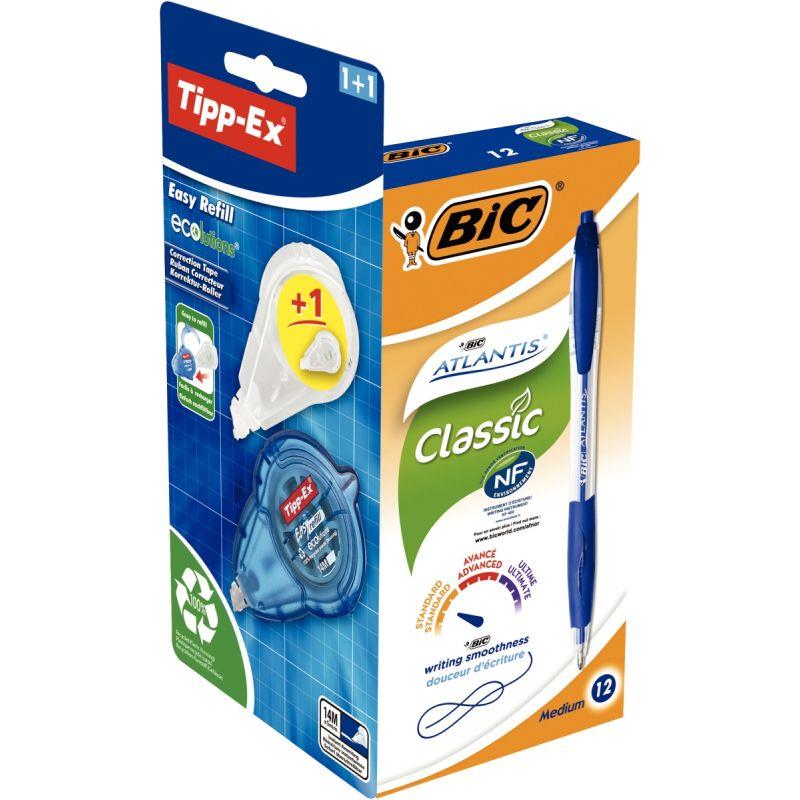 Image de  Boîte de 12 stylos Atlantis bleus + correcteur offert 