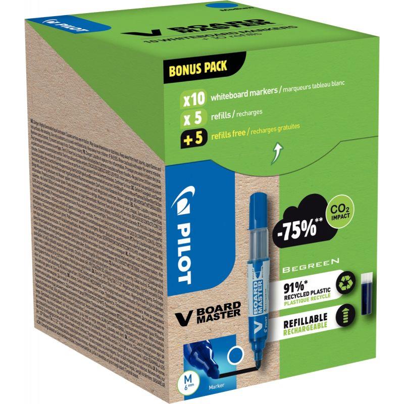 Image de  Pack de 10 marqueurs V-Board Master + 10 recharges bleues 