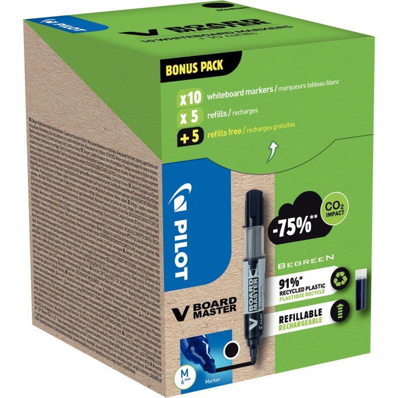 Image de  Pack de 10 marqueurs V-Board Master + 10 recharges noires 
