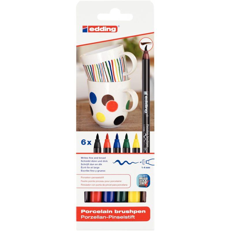 Image de  Pochette de 6 feutres porcelaine couleurs primaires 