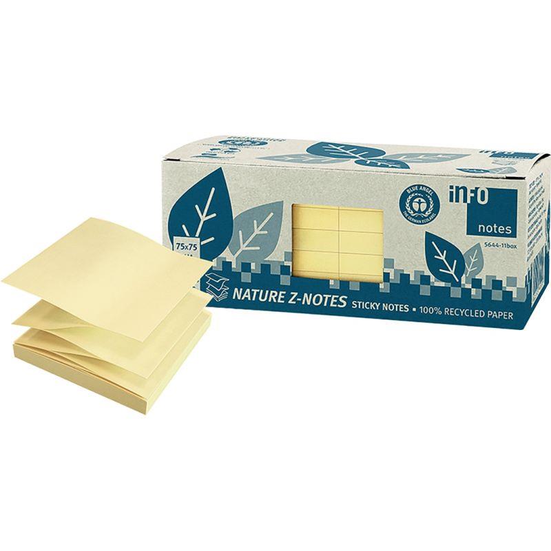 Image de  Paquet de 12 bloc de 100 feuilles Z-Note recyclées 75 x 75 mm coloris jaune 