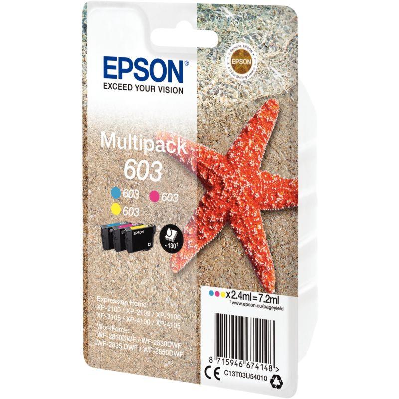 Image de  Epson ETOILE DE MER / 603 lot 3 cartouches jet d''encre cyan, magenta, jaune authentique (T03U540) 