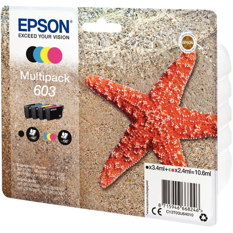 Image de  Epson ETOILE DE MER / 603 lot 4 cartouches encre noire, cyan, magenta, jaune authentique T03U640 