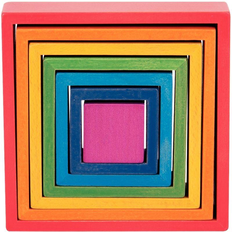 Image de  Boite de 7 carrés arc-en-ciel en bois 