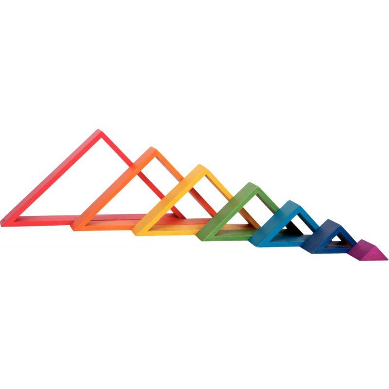 Image de  Boite de 7 triangles arc-en-ciel en bois 