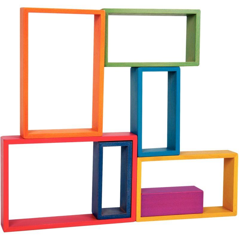 Image de  Boite 7 rectangles arc-en-ciel en bois 