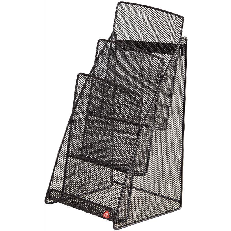 Image de  Porte-brochures 3 compartiments MESH en métal noir 148x210mm 