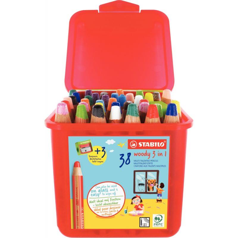 Image de  Classpack de 38 crayons de couleur Woody + 3 tailles-crayons 
