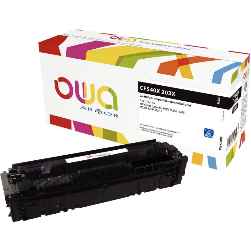 Image de  OWA cartouche laser noire haute capacité remanufacturée compatible HP 203X (CF540X) 