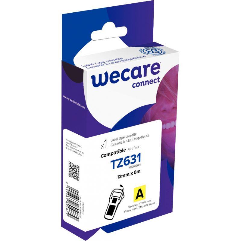 Image de  Ruban TZE 631 noir sur jaune 12 mm x 8 m compatible 