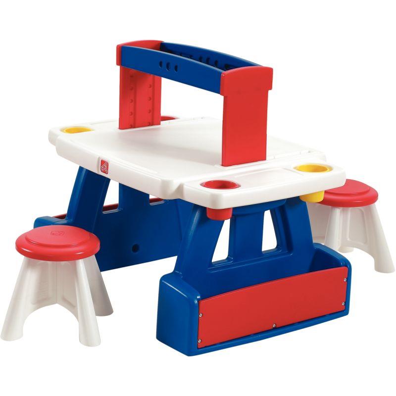 Image de  Bureau double + 2 tabourets 