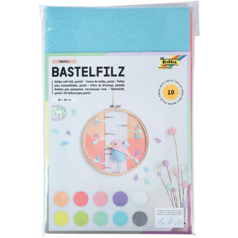 Image de  Paquet de 10 coupons feutrine pastel format 20 x 30 cm 