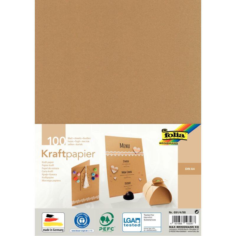Image de  Paquet de 100 feuilles kraft 120g 210x297mm brun 