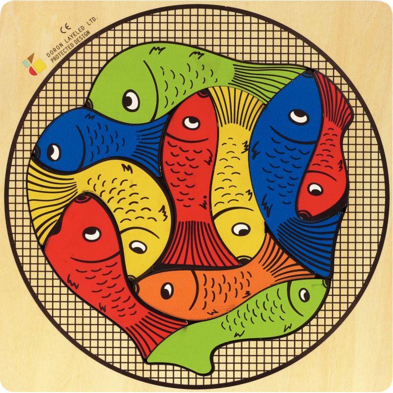 Image de  Encastrement casse-tête en bois, les poissons 