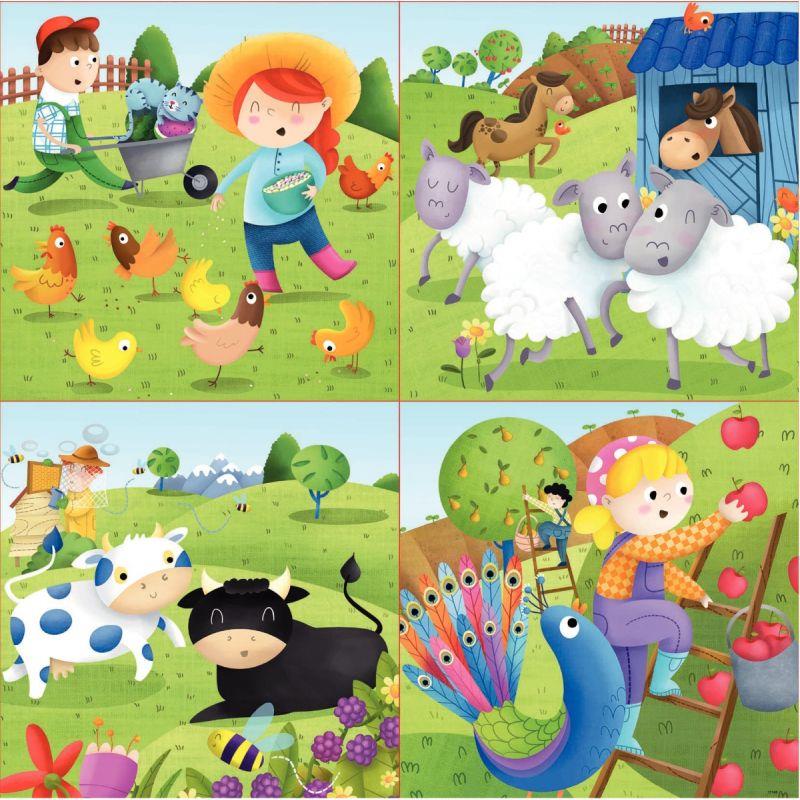 Image de  Boite de 4 puzzles progressifs, les animaux de la ferme 