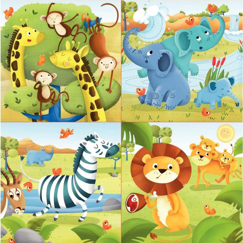Image de  Boite de 4 puzzles progressifs, les animaux de la savane 