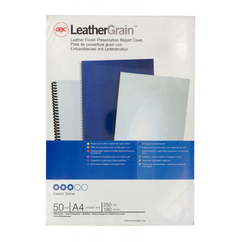 Image de  Paquet de 25 couvertures grain cuir blanc +25 couvertures PVC 